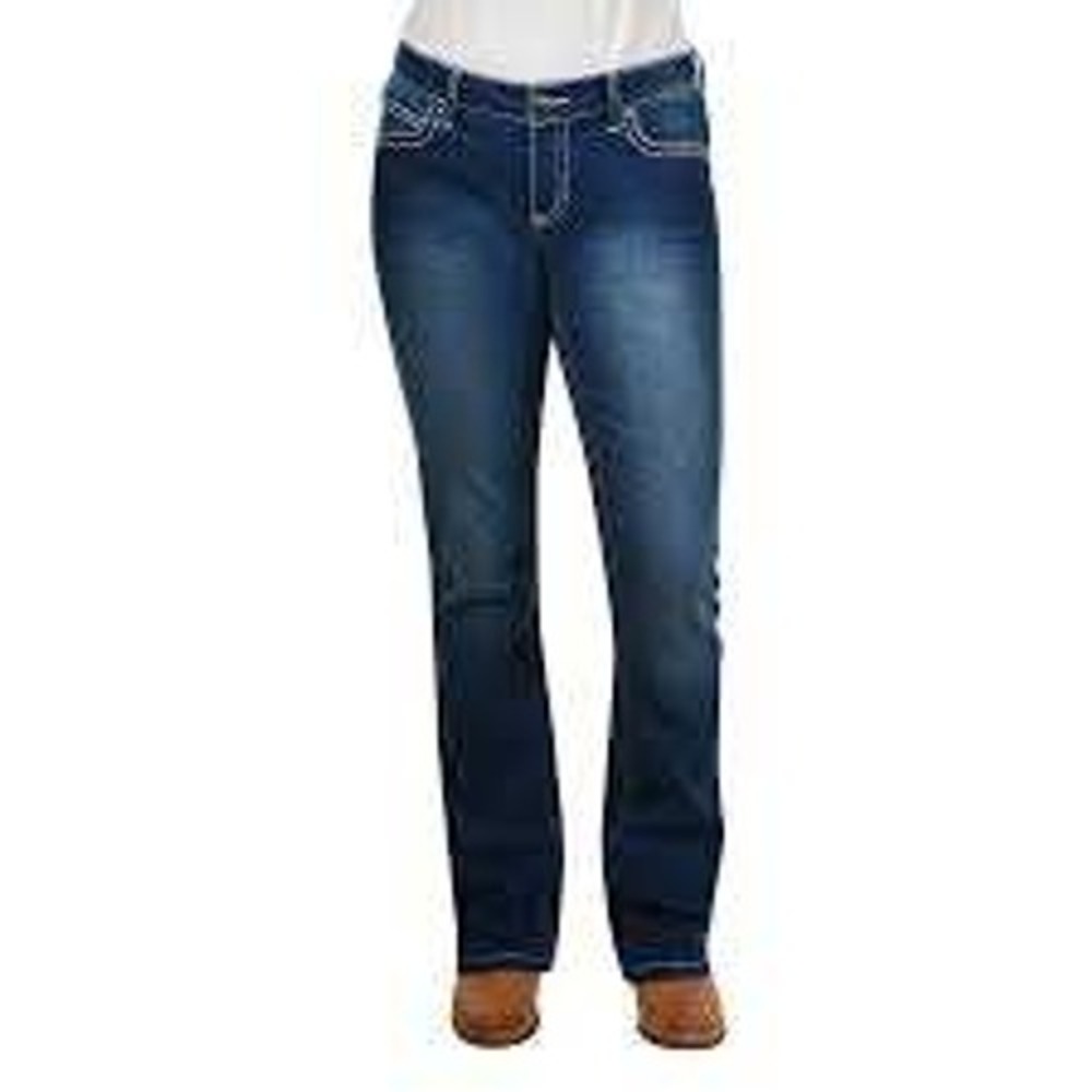 Wrangler Women's Mid-Rise Bootcut Jeans Dark Wash Stretch Denim - Size 5x30